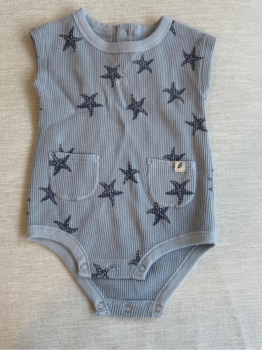 Blue Starfish Waffle Knit Baby Bodysuit